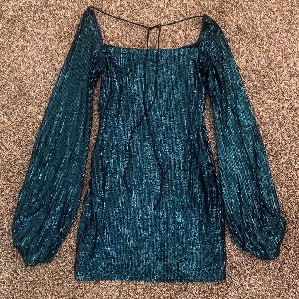 Elvi Teal/Green Sequin Glam dress